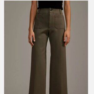 Anthropologie Maeve Colette Cropped Wide-Leg Pants Ponte Edition Dried Fern